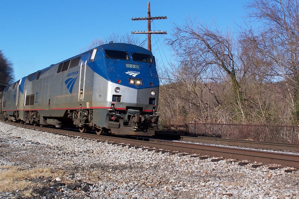 Amtrak's Capitol Limited trains slow for a scheduled stop in Harper's Ferry, West Virginia. 