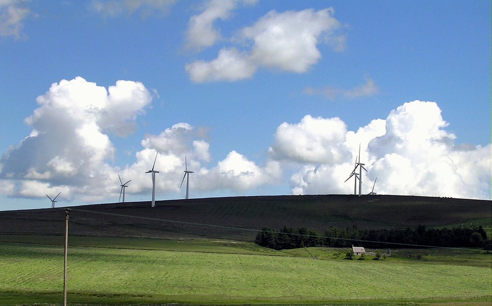 Wind farms in Nether Monynut, Scotland.
