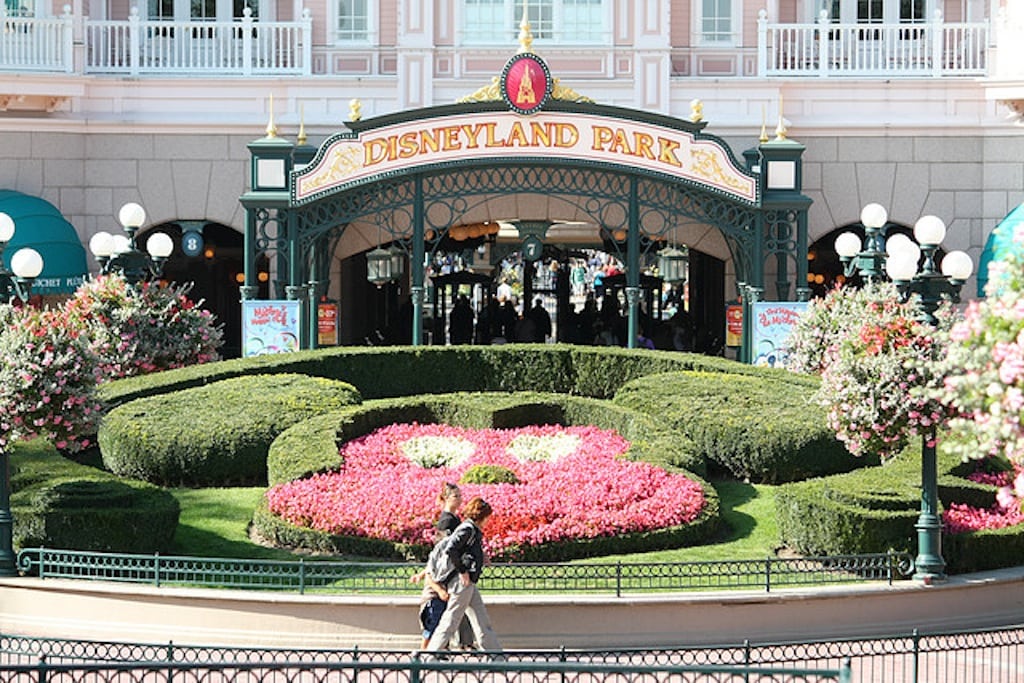 The entrance to Disneyland Park outside of Paris, France. 