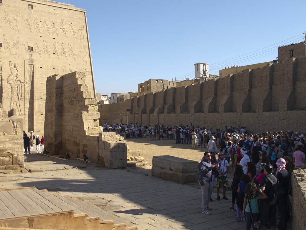 Tourists still crowd outside the Temple of Horus in November 2011. 