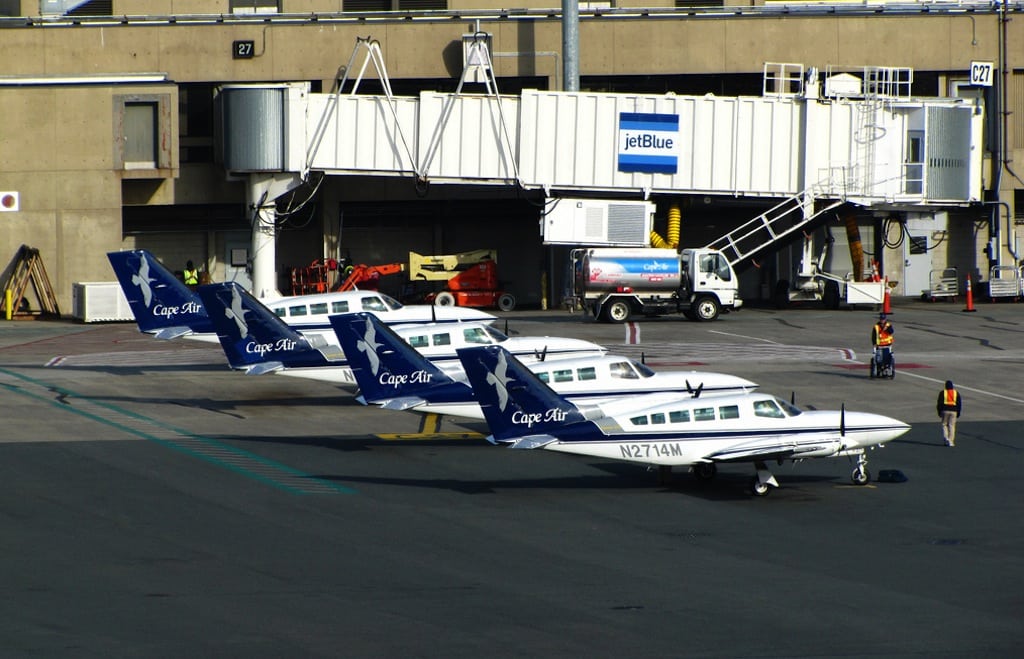 It wasn't exactly a game-changer, but in 2012 tiny Cape Air became the first airline to use ITA Software/Google's airline reservations system. Pictured are Cape Air Cessna 402s at Logan Airport in Boston. 