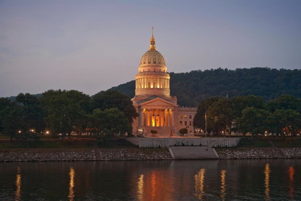 The capitol building in Charleston, West Virginia. 