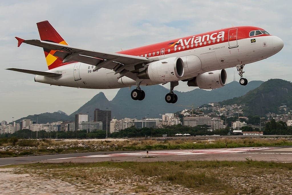 An Avianca jet takes off from Rio de Janiero's second largest airport Santos Dumont. 