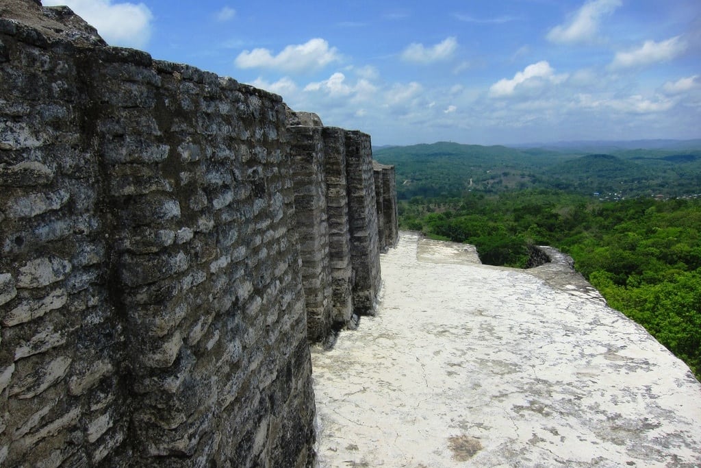 A wall of one of the Mayan ruins in San Ignacio, Belize.  