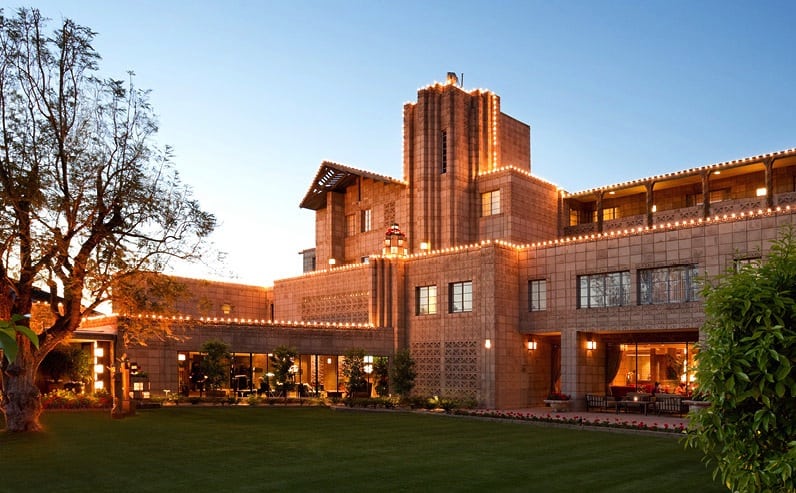 The exterior of the Frank Lloyd Wright-designed Arizona Biltmore Resort & Spa. 