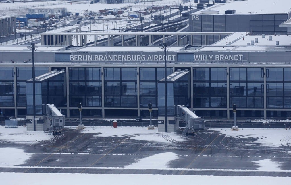 General view shows main terminal of construction site of Berlin Brandenburg international airport Willy Brandt in Schoenefeld. 
