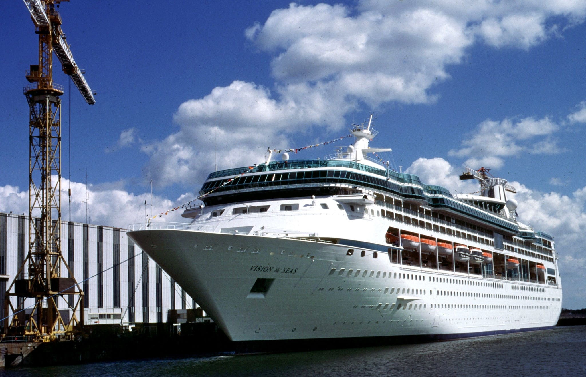 Handout photo of the ocean liner "Vision of the Seas" of The Royal Caribbean Cruise Ltd. sitting quayside in Saint Nazaire