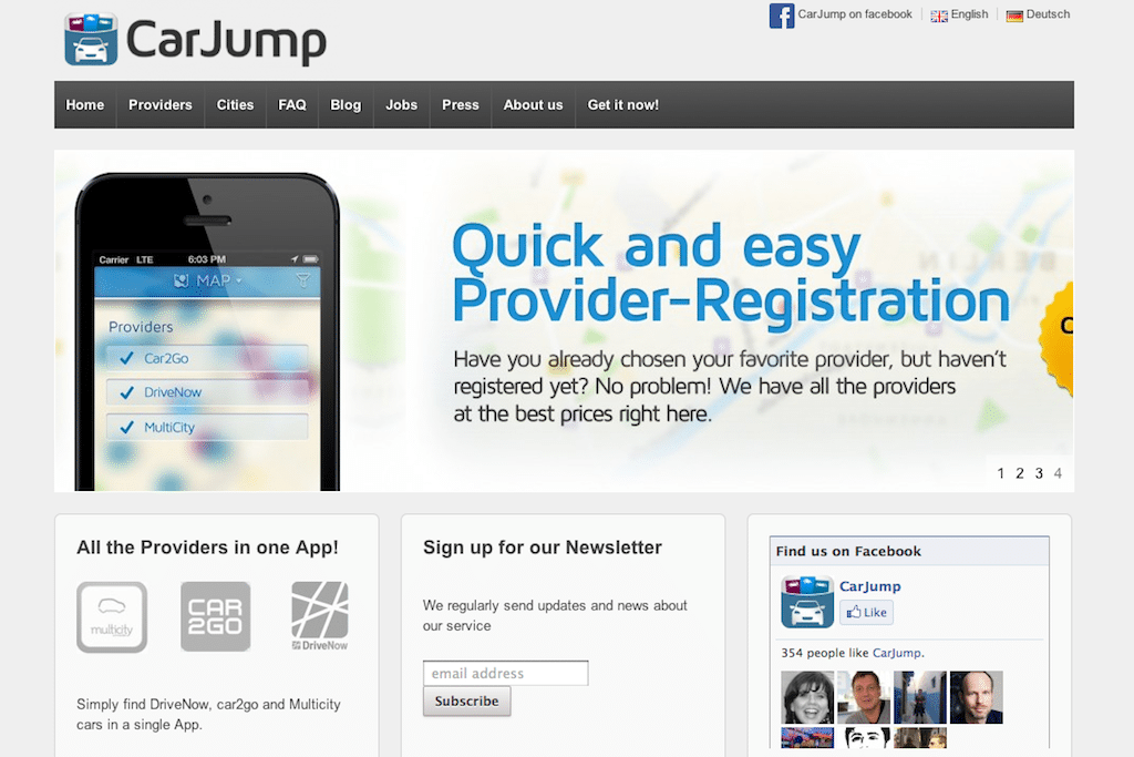 CarJump integrates multiple car sharing providers into a single app.