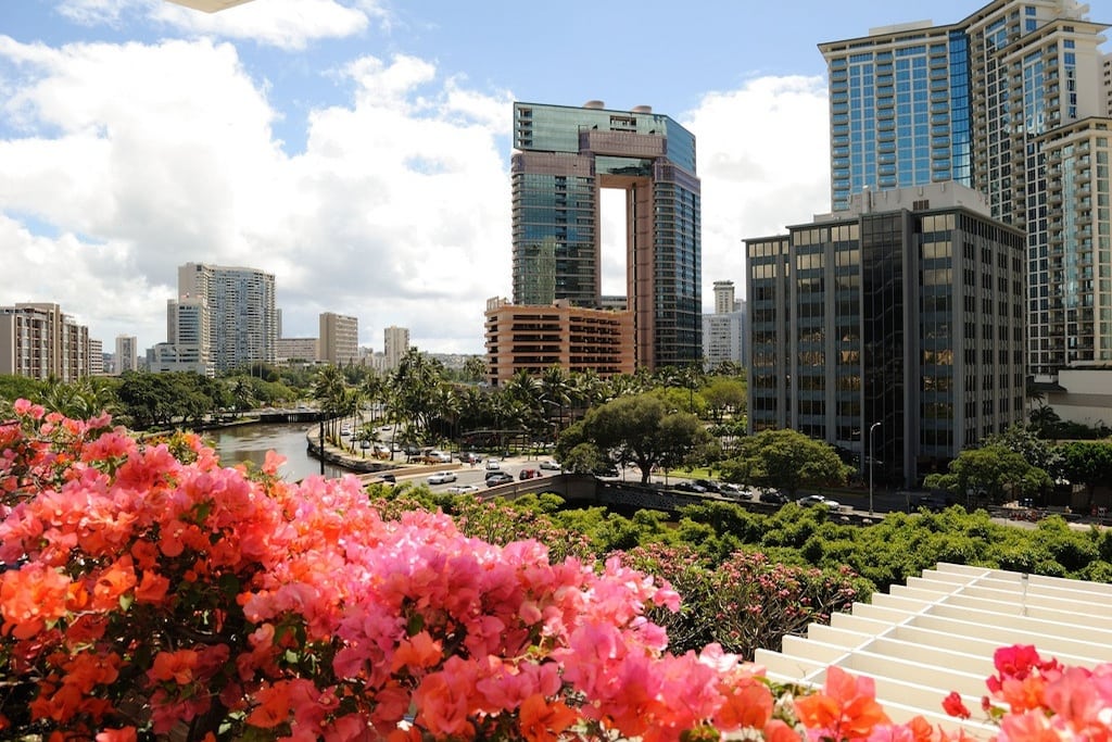 The view of Waikiki landmark from the Hawaii Convention Center. 