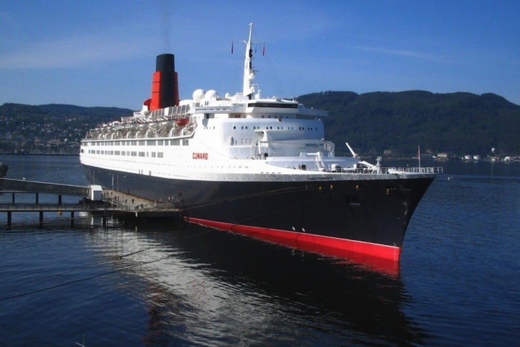 The Queen Elizabeth 2, owned by Cunard at the time, in Norway.