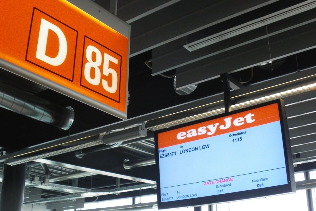 The EasyJet boarding gate at Geneva International Airport. 