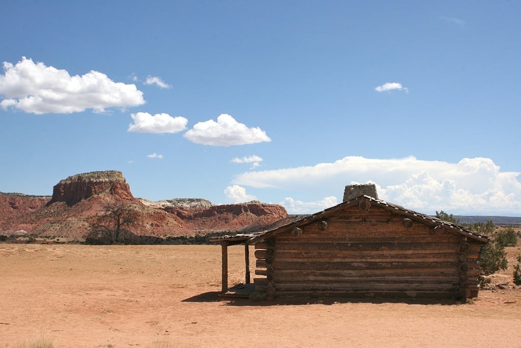 A ban at the entrance of Georgia O' Keeffe's Ghost Ranch near Abiquiu, New Mexico. 