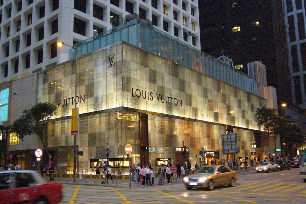 A Louis Vuitton storefront in Hong Kong. 