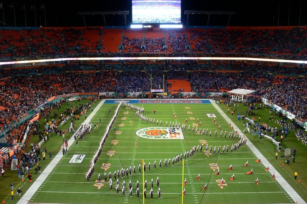 Sun Life Stadium hosted the Orange Bowl with Virginia Tech and University of Kansas in 2008. 