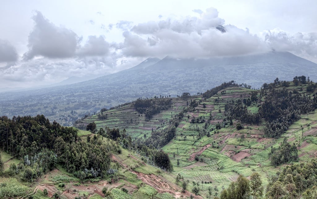 Volcano and countryside in Rwanda. 