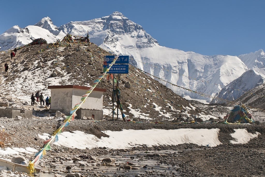 Mount Everest Base Camp in Tibet. 