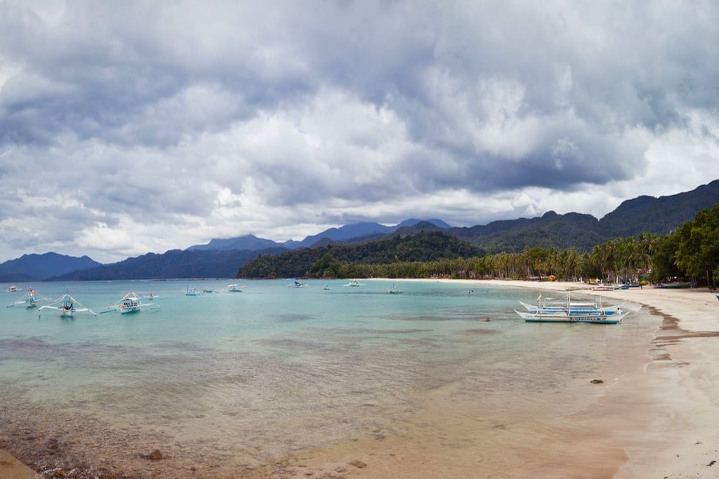 Clouds loom over Sabang Beach in the Philippines. 