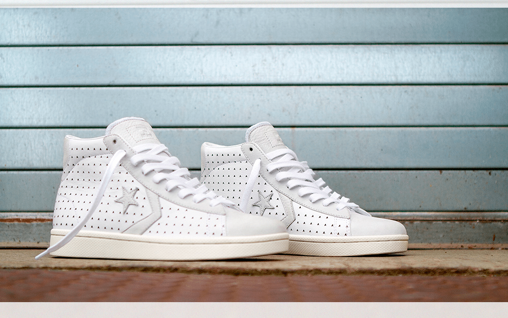 Ace Hotel teamed up with Converse for its newest branded product -- a white high-top sneaker covered in tiny A's. 