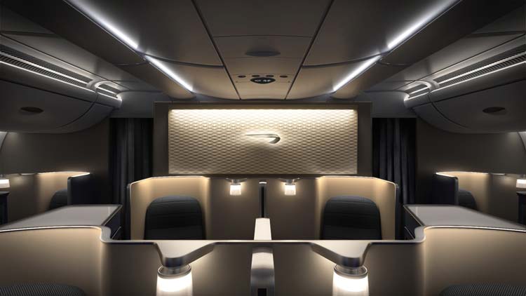 Seats in first class on British Airways' new A380 super jumbos.