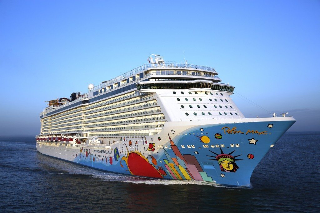 This April 29, 2013 photo provided by Norwegian Cruise Line shows the Norwegian Breakaway, sailing from Southampton, England, to New York. Norwegian cut its profit forecast for the rest of 2016 because of slumping demand and discounting. 