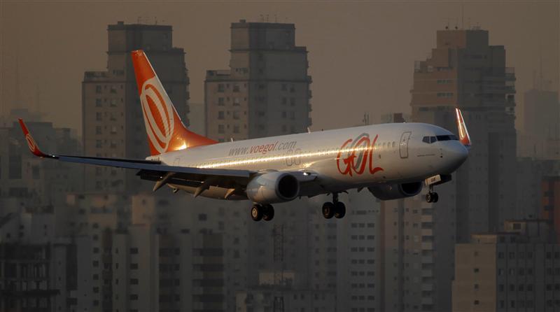 Brazilian airline Gol aircraft prepares to land at Congonhas airport in Sao Paulo. 