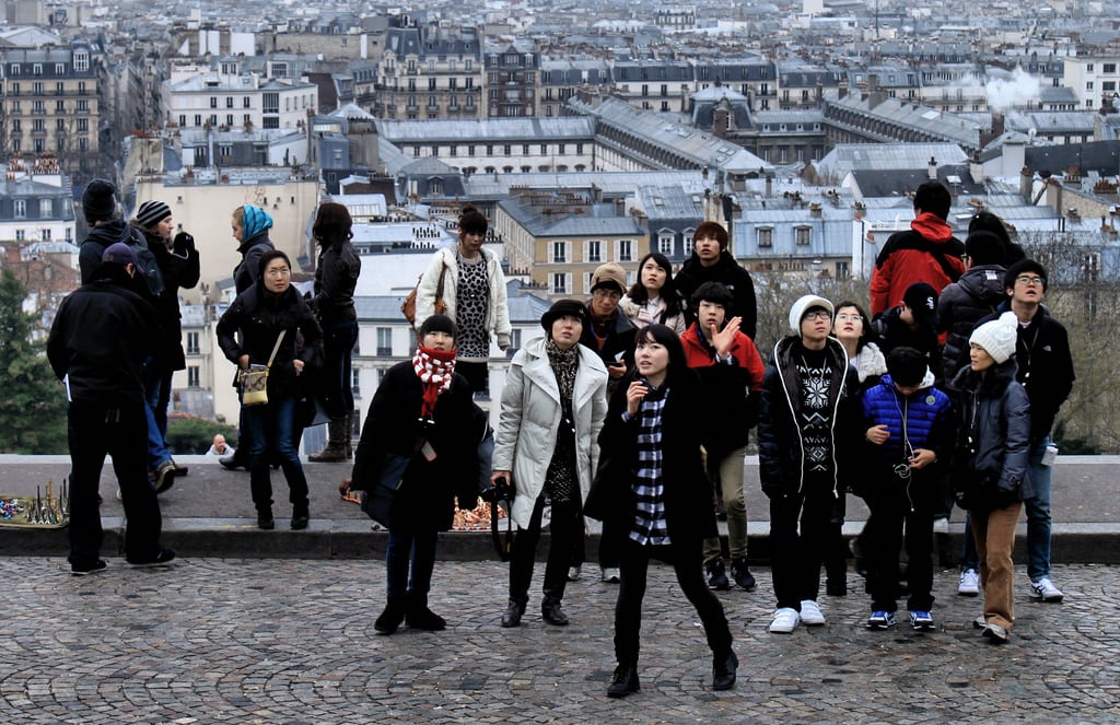 Chinese tourists in Paris.