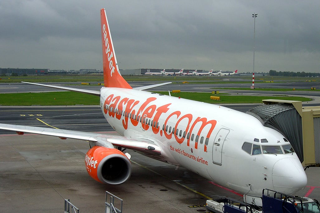 An easyJet plane at the gate in Amsterdam. 