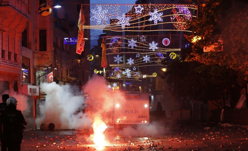 Riot police use tear gas to disperse the crowd during an anti-government protests at Taksim Square in central Istanbul May 31, 2013.