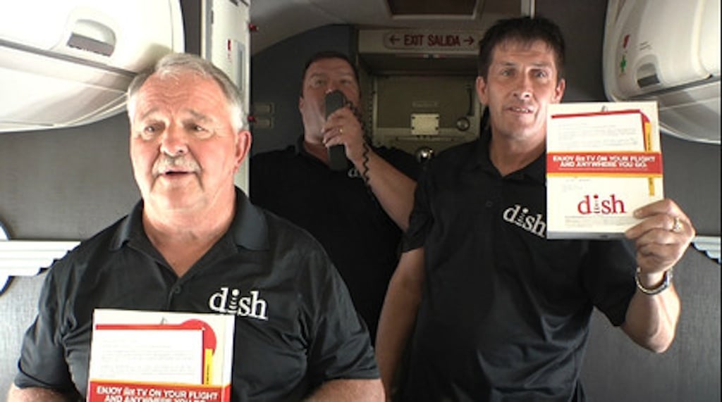 Dish's "Boston Guys" presented unsuspecting passengers with free iPad 2s on a Southwest Boston to Baltimore flight July 2 to begin a free TV promotion. 