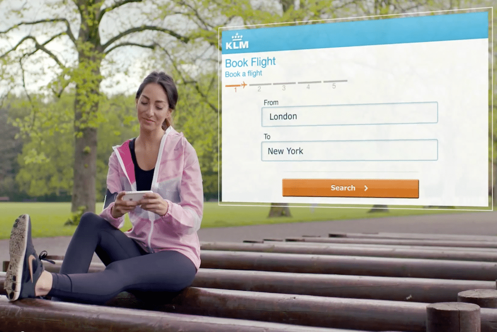 KLM pushes the simplicity of its mobile booking app in a new ad spot. 