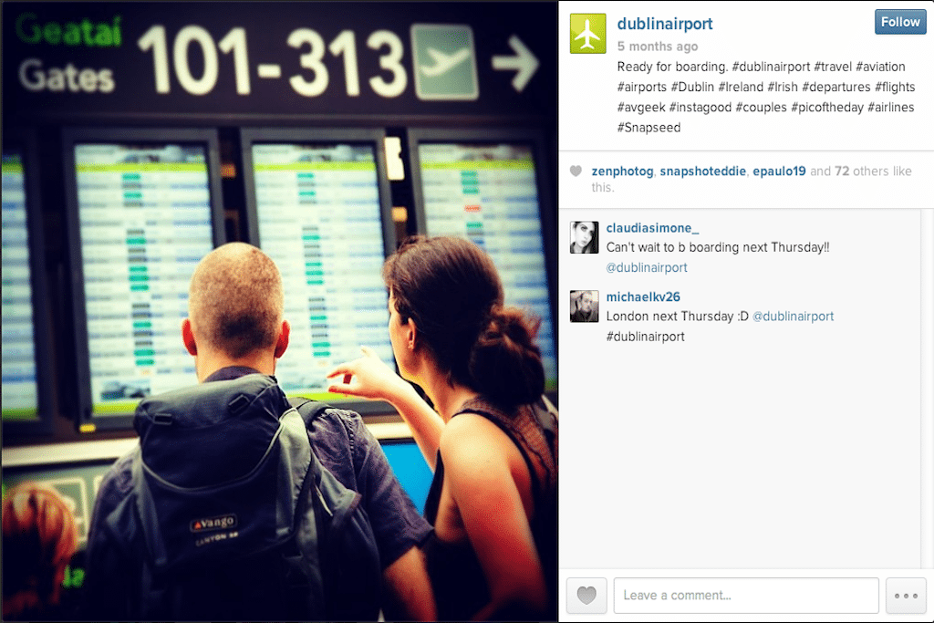 Dublin Airport shares about one photo a week on Instagram. 