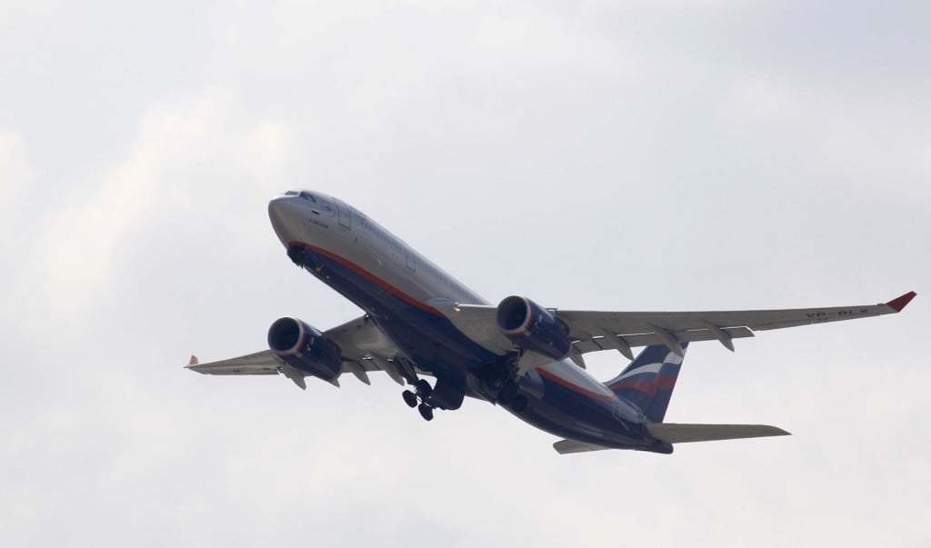 A plane en route to Cuba takes off from Moscow's Sheremetyevo airport, June 24, 2013. 