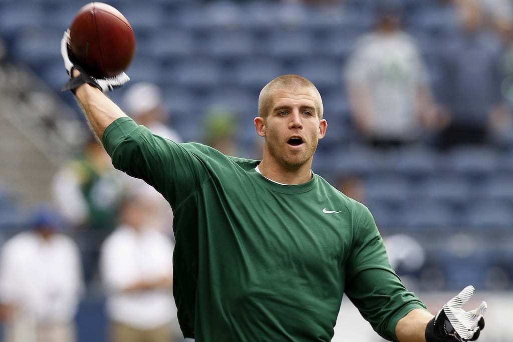 Green Bay Packers Jordy Nelson warms up before the team's game against the Seattle Seahawks in Seattle, Washington, Monday, September 24, 2012. 