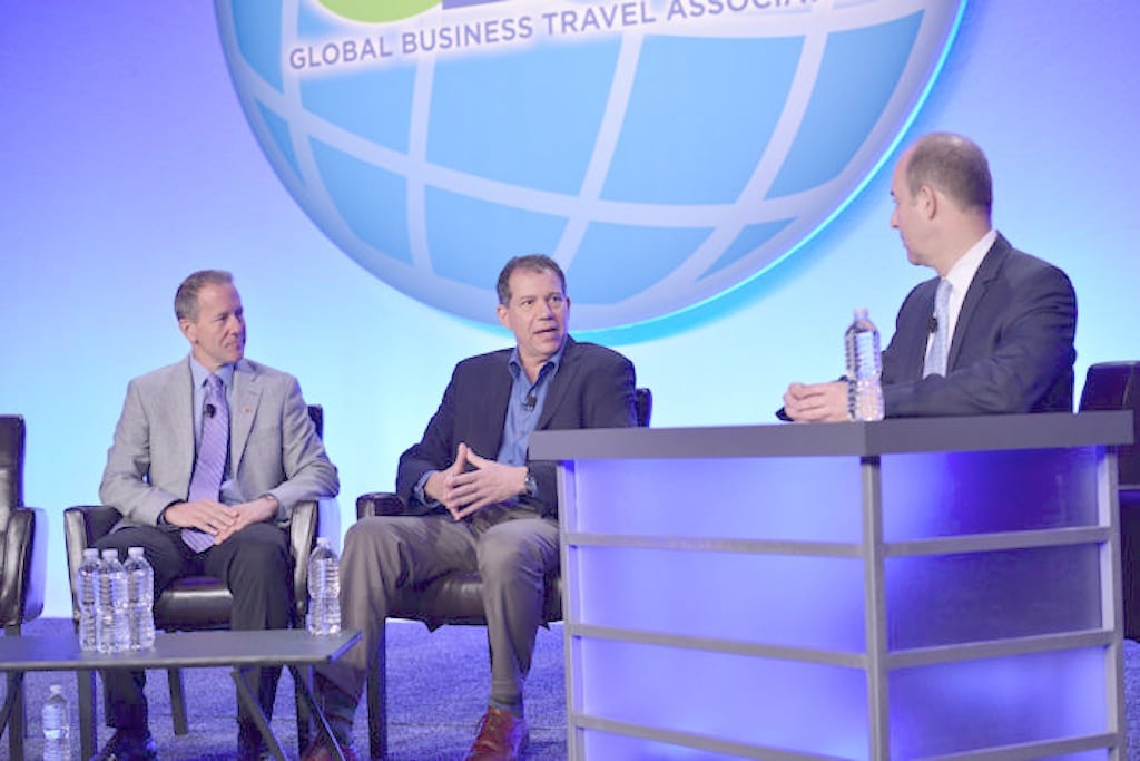 (From left) Glenn Johnson, president, Horizon Air; Craig Kreeger, CEO, Virgin Atlantic, and moderator Henry Harteveldt, Hudson Crossing.