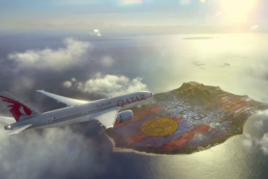 FC Barcelona becomes its own island in Qatar Airways' new video ad. 