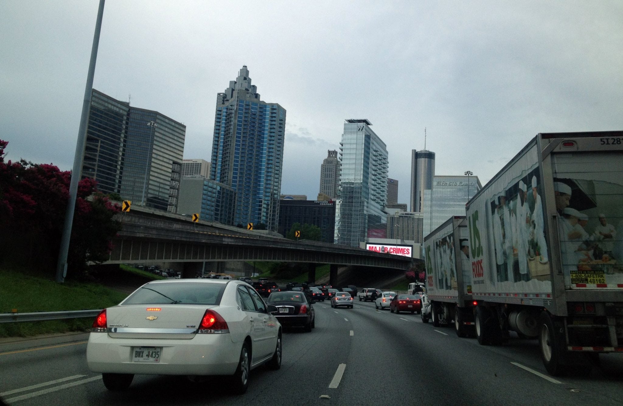 Traffic along I-75 near downtown Atlanta, Georgia