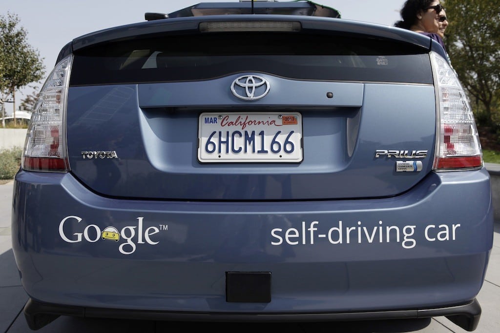 Google is testing the waters of ride-sharing in San Francisco using its Waze app. Pictured is a driverless car, currently a separate Google effort, on display at Google Headquarters in Mountain View, California on September 25, 2012. 