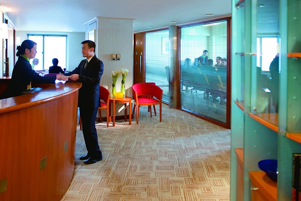Business center at the Excelsior Hotel in Hong Kong. 
