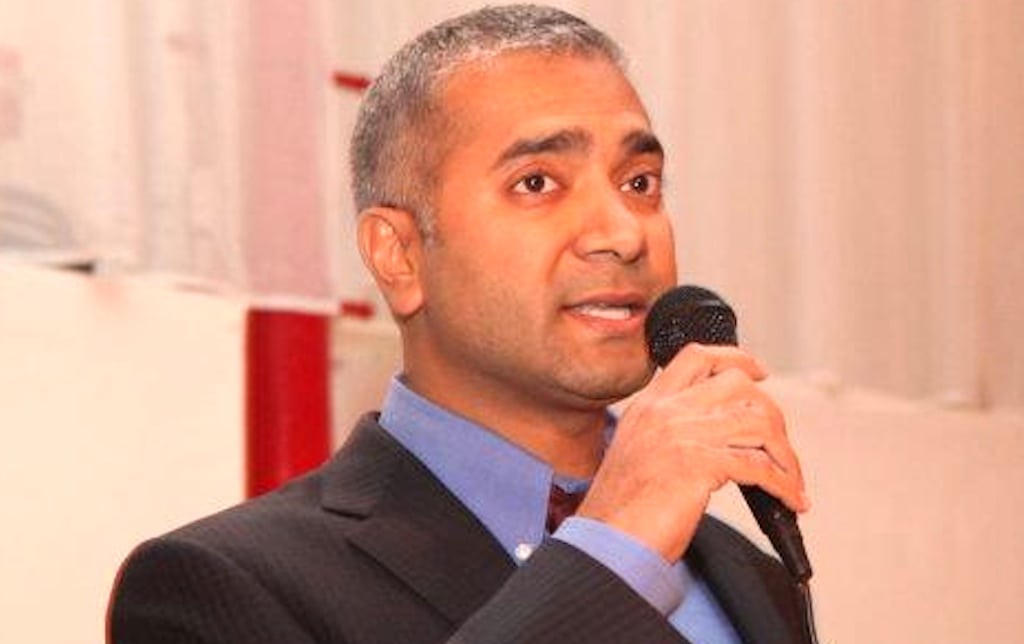 CheapOair founder and CEO Sam Jain says the company unabashedly addresses the market for flights, and believes there is a huge upside to doing air right. In the photo, Jain speaks at a company holiday party in 2010. 