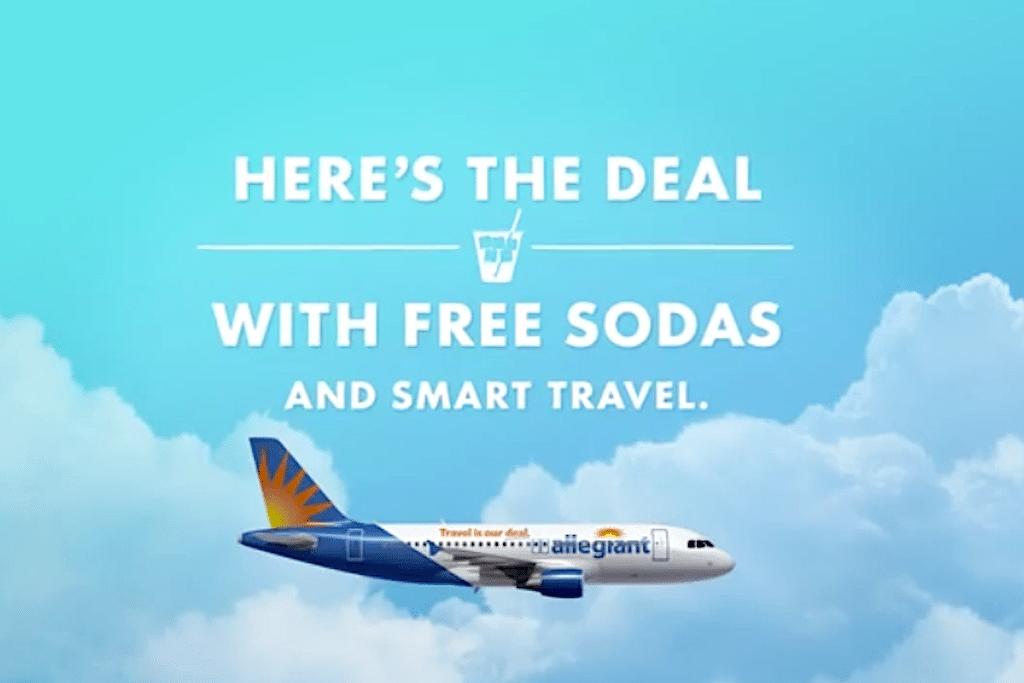 Allegiant explains the truth of free airline sodas in its first national ad campaign. 