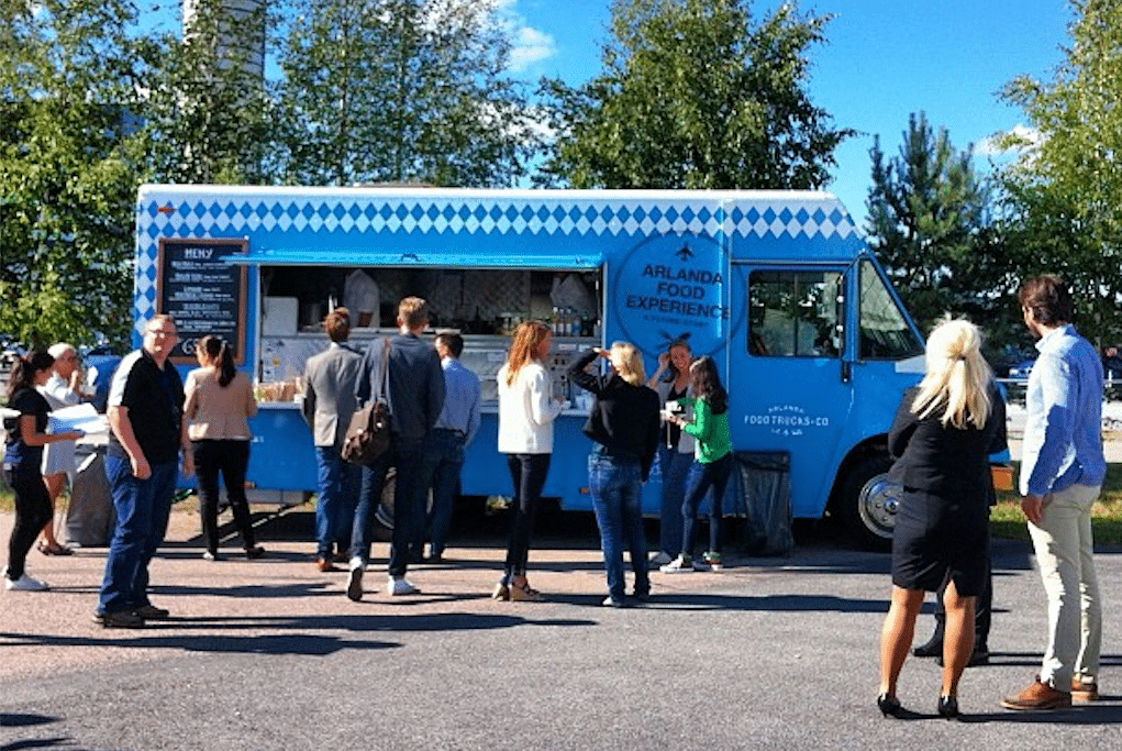 Arlanda Food Truck brings meals sold at Stockholm's airport into the city for lunchtime. 