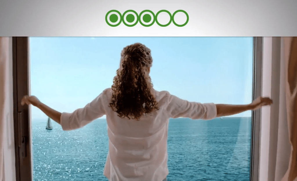 TripAdvisor launched its first national advertising campaign. Pictured is a screenshot from one of the first two spots, 