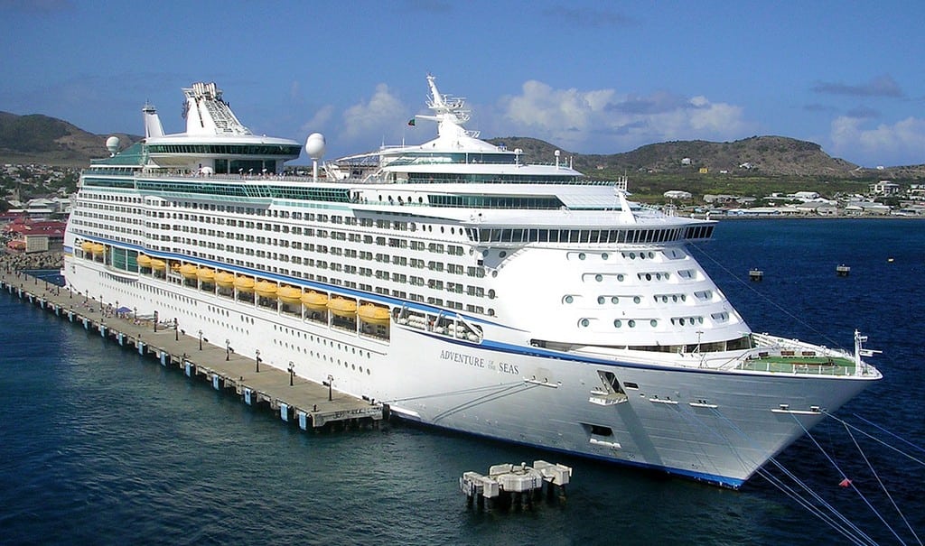 Royal Caribbean cruise ship Adventure of the Seas, in port at Basseterre, St. Kitts.
