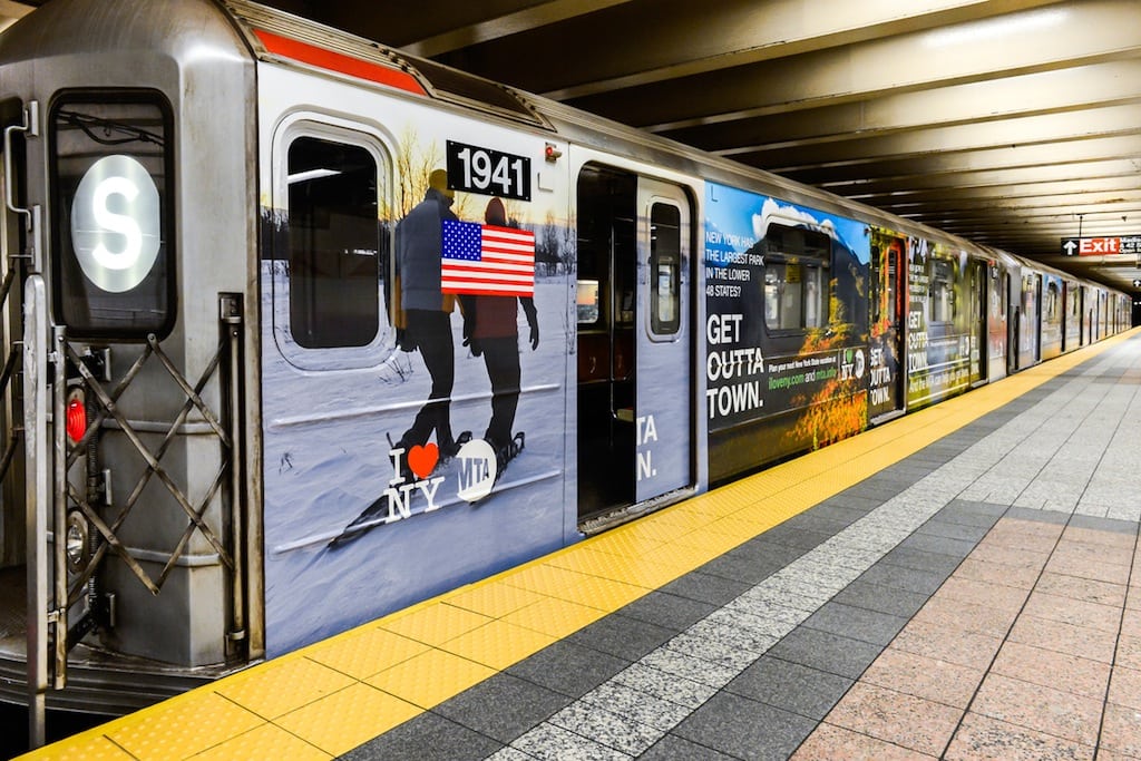 As part of New York State's fall and winter tourism campaign that was announced on Monday, the S train that runs between Grand Central and Times Square will be completely wrapped in images of the state. 