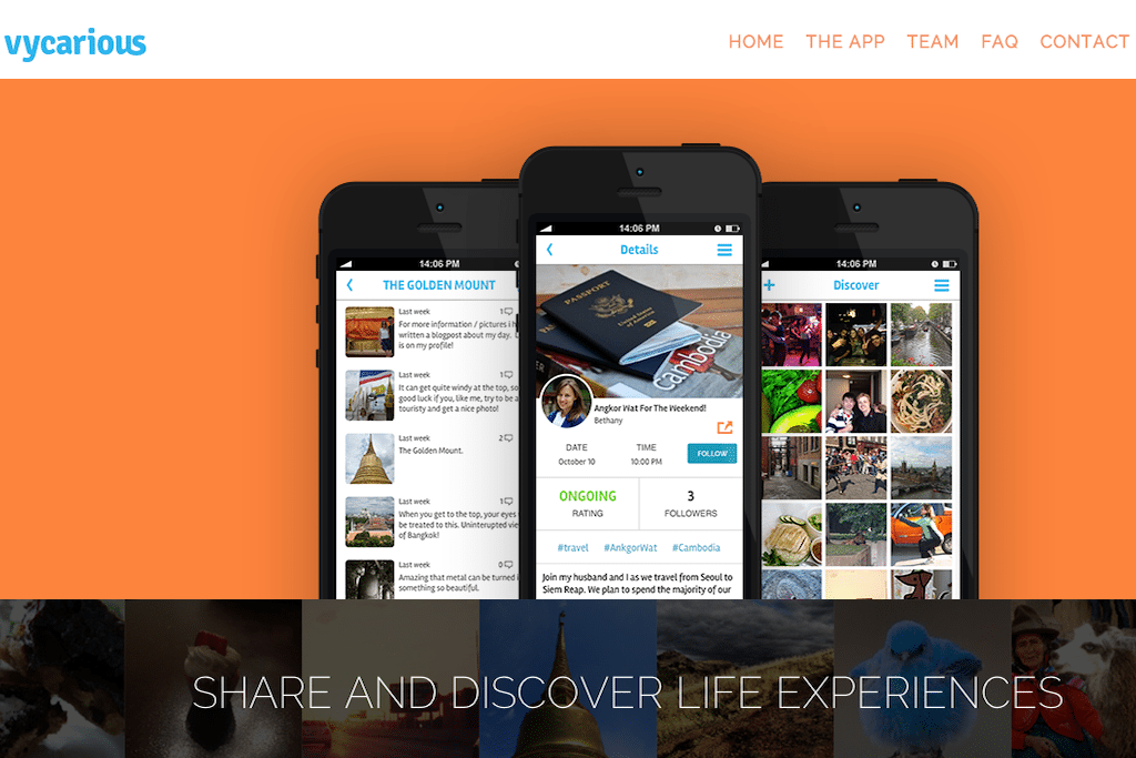 Vycarious is an app created to share experiences with text, images, and videos. 