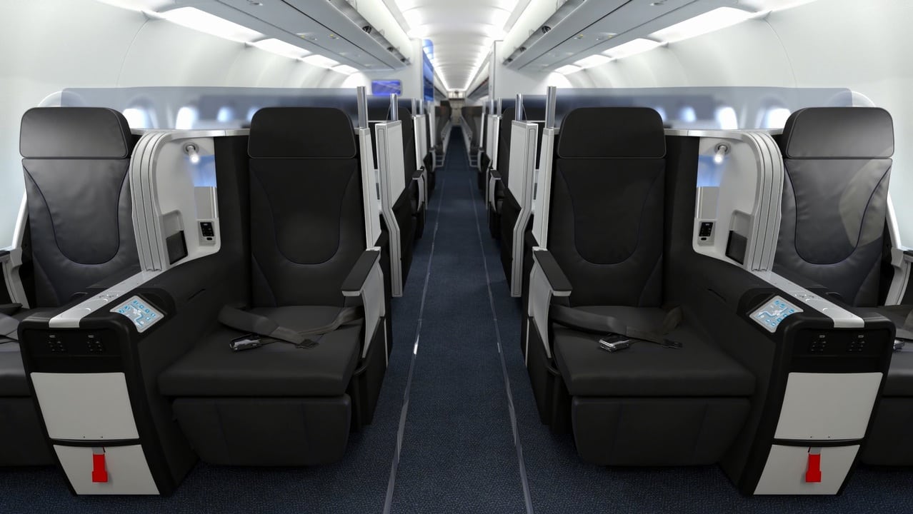 The business class seats in JetBlue’s new Mint section. 