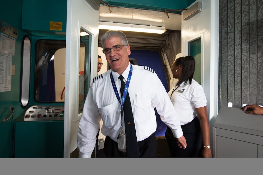 Southwest Airlines Captain Pedro Reguero walks off the 737-800 after the airline's first landing in San Juan's Luis Muñoz  MarÌn International Airport on April 14, 2013. This was the first destination outside of the contiguous United States for Southwest.  