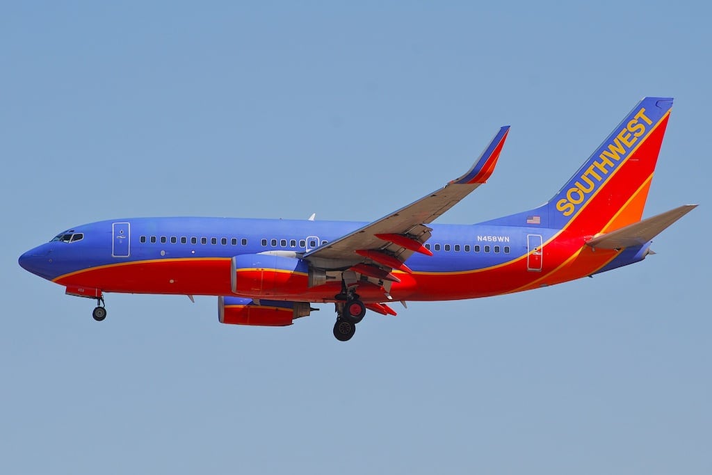 A Southwest Airlines plane takes off from Los Angeles International Airport. 