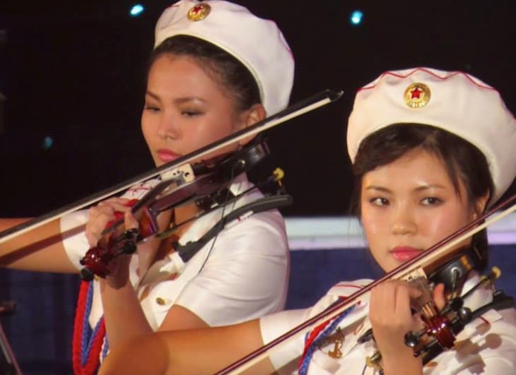 Travelers on a Juche Travel Services aviation tour attended a performance by the Moranbong Band in Pyongyang in October in a show marking the founding of the Workers Party of Korea.
