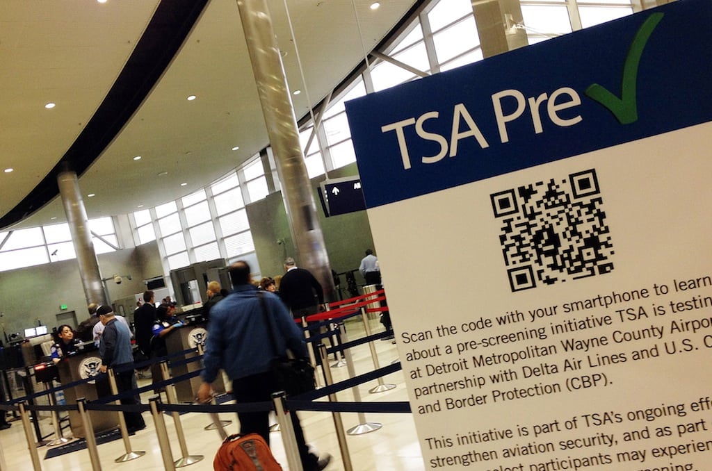 TSA PreCheck at McNamara Terminal at Detroit Metro Airport. 